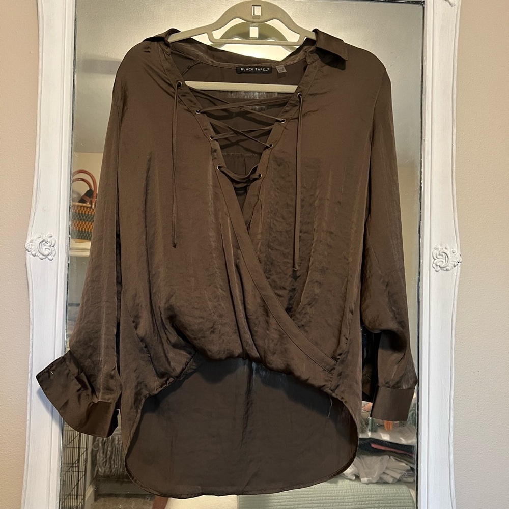 Olive Green Silky Blouse